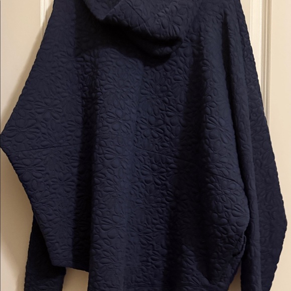 Navy Quilted Floral Print Hooded Women's Jacket - Picture 9 of 11